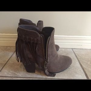 Brown fringe boots
